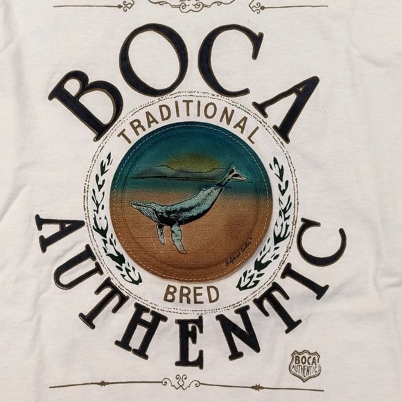 Boca Authentic Sculpted Leather Whale Patch T-Shirt XL - Single Stitch - Picture 3 of 4